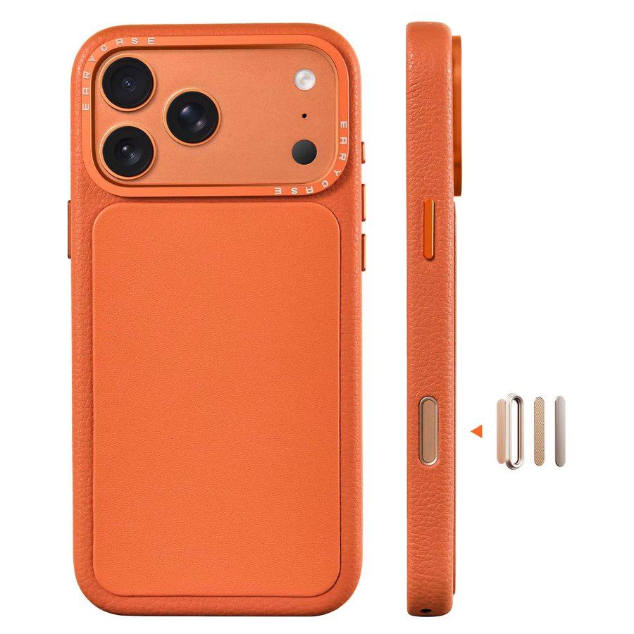 Oatsbasf Leder-Handyhülle für iPhone 17 Pro Max und iPhone 17 Pro mit Magnetfunktion und Kamerasteuerung in Schwarz oder Orange - Bild 7