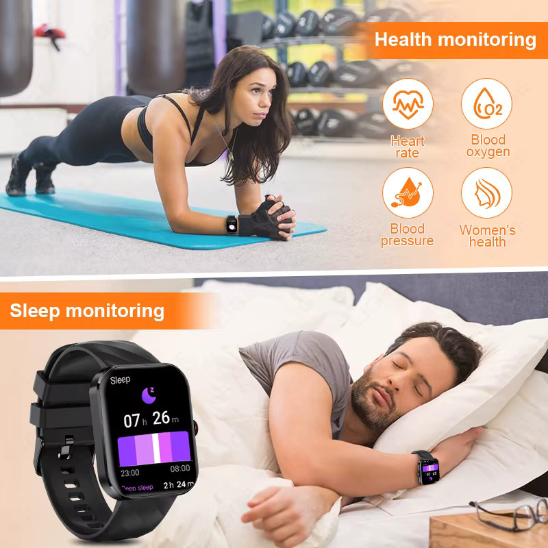 LIGE Smartwatch mit 1,91 Zoll HD-Display für Gesundheits- und Fitness-Tracking, Musikplayer und Sprachanrufe, kompatibel mit Android, Unisex, Schwarz/Gold - Bild 4