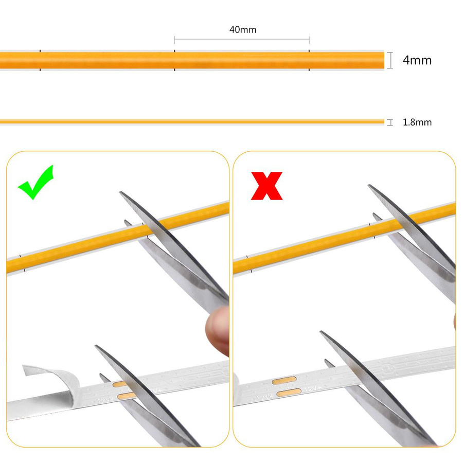 MALITAI COB-LED-Streifenlicht 12 V, flexibles Neonband mit RA90 für die Raumdekoration, Breite: 0,5 cm, Länge: 4 m - Bild 4
