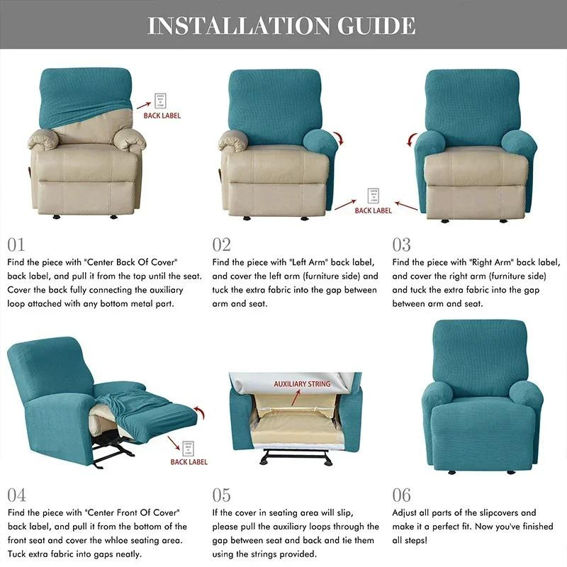 4-teiliges Set elastische Sofabezüge aus Polyester, rutschfeste Stretch-Schonbezüge für Sessel und Couch, Waschbar - Bild 2