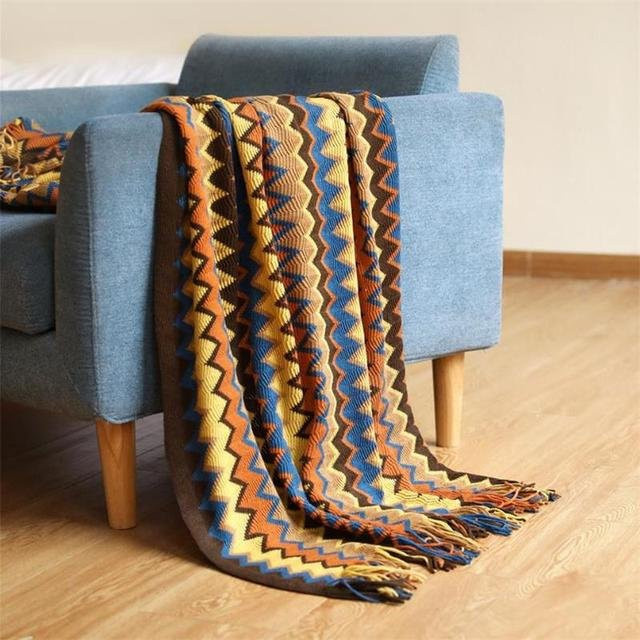 Bohemian Strickdecke mit Quasten von JMG Household Supplies, mehrfarbig, B/B: 127 x 152 cm - Bild 1