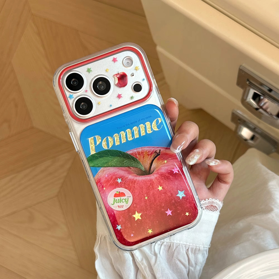 Kreative Schutzhülle mit Fruchtmuster und vergoldetem Sternendesign für Apple iPhone 17 16 15 14 Pro Max in Gold und Multicolour - Bild 1