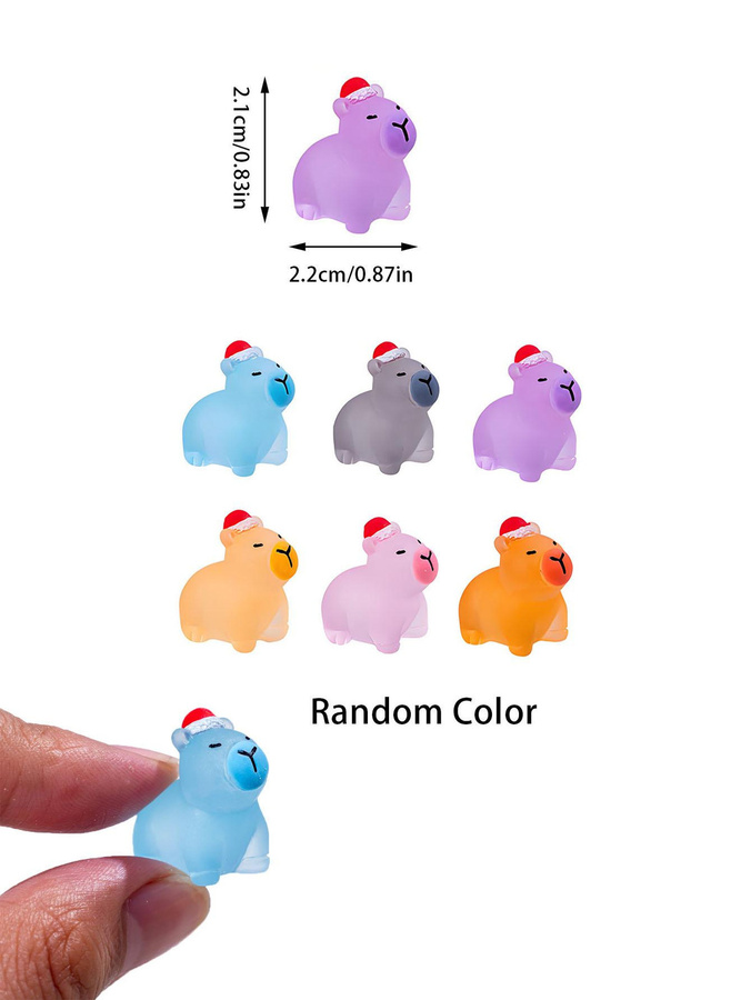 Yiran Toy Leuchtende Mini-Kapibara Figur mit Weihnachtshut für DIY Märchengarten und Party Dekoration, Mehrfarbig - Bild 3
