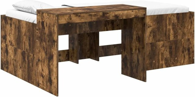 vidaXL Hochbett mit Schreibtisch für Kinder in Geräuchert Eiche, Farbe: Braun, B/T/H: 200 x 100 x 142 cm - Bild 1