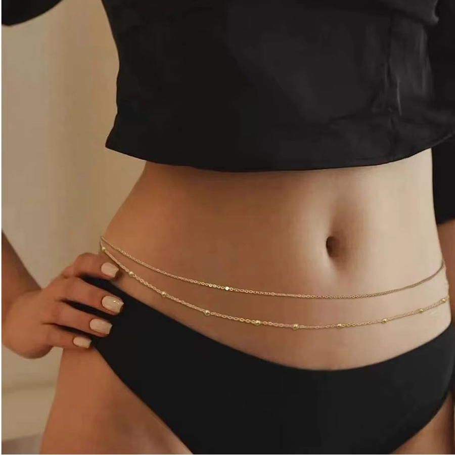 Bauchkette Damen, Messing, Gold, Perle - Bild 3