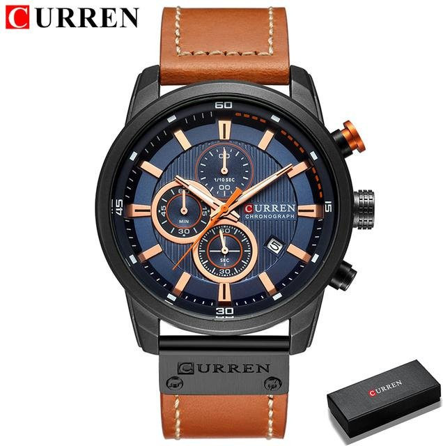 Curren Armbanduhr, Quarz, Leder, Schwarz, Herren, 46 mm - Bild 1