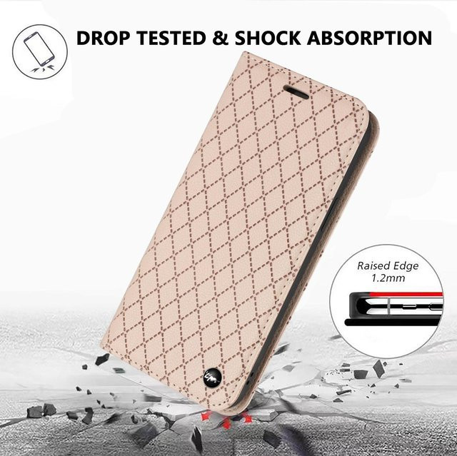 Magnetische Leder-Klapphülle als Brieftaschenhülle für Motorola Moto G55 in Beige - Bild 1
