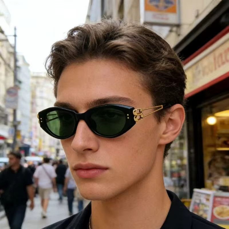 Samjune Cat-Eye Sonnenbrille, Vollrand, schwarz - Bild 2