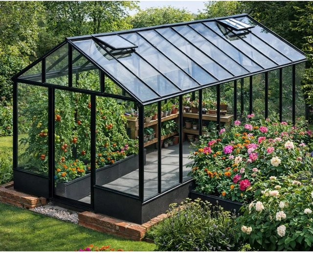 Bloomcabin Wandgewächshaus GHWM14 aus Aluminium und Sicherheitsglas in Schwarz - Bild 1