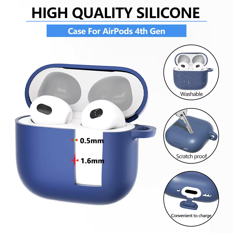 Niedliche Silikon-Schutzhülle für Apple AirPods Pro 3 und AirPods 4 inklusive Schlüsselanhänger, Farbe: Schwarz - Bild 1