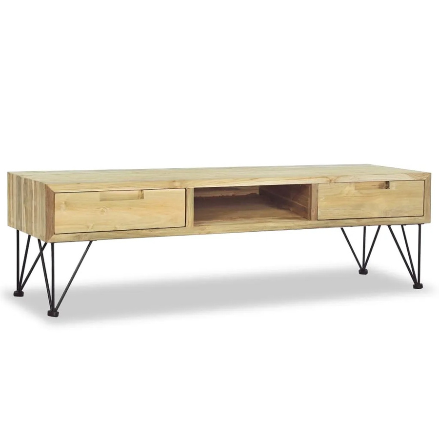 vidaXL TV-Schrank aus Teakholz in Braun im Kolonialstil, B/T/H: 120 x 35 x 35 cm - Bild 2