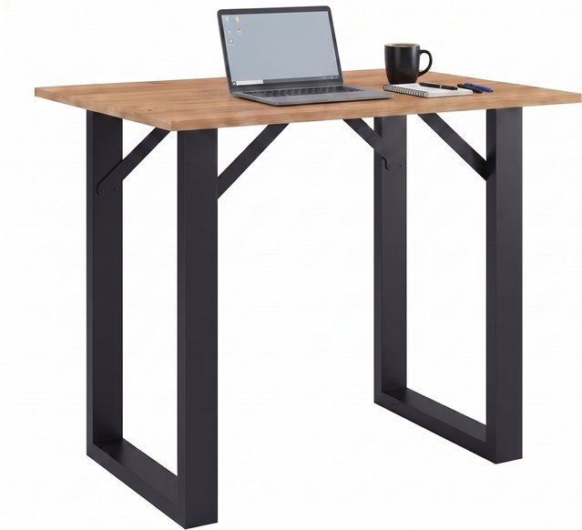 VCM Bartisch Xona in Braun, moderner Stehtisch aus Metall und Holz, B/T: 138 x 80 cm - Bild 1