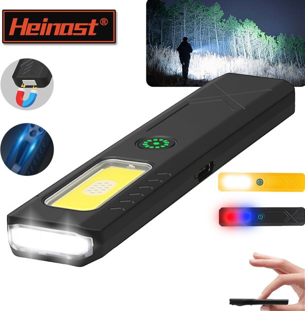 Heinast LED-Schlüsselanhänger-Taschenlampe in Schwarz, USB wiederaufladbare Mini-Taschenlampe mit 600 lm Flutlicht und Magnet - Bild 1