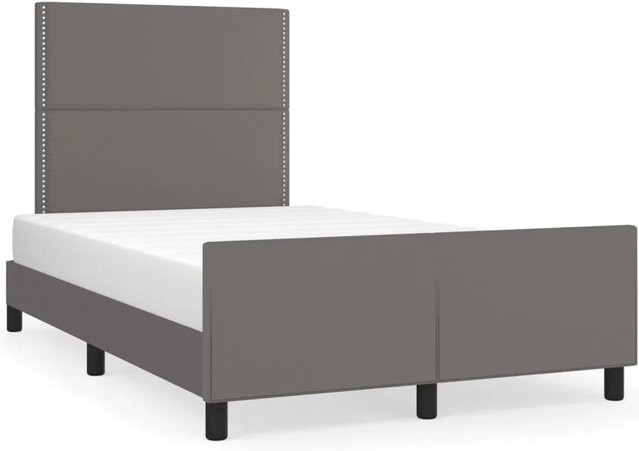 vidaXL Bettgestell mit Kopfteil in Grau aus Kunstleder, B/T/H: 120 x 200 x 126 cm - Bild 1