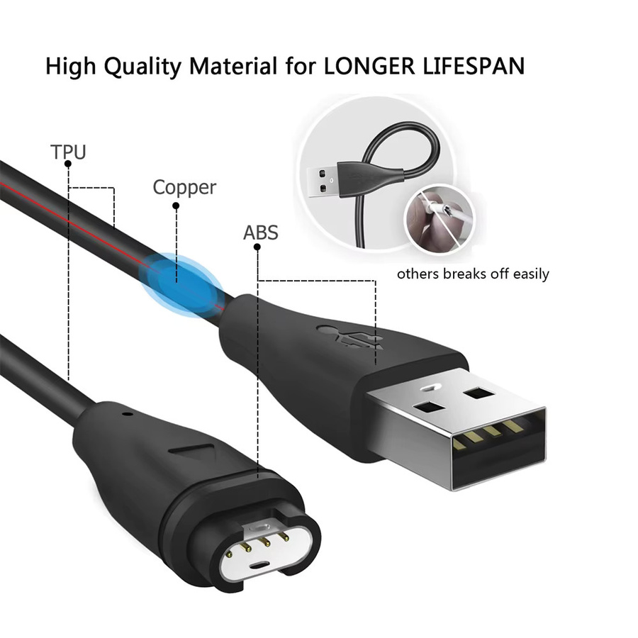 USB-C Ladekabel für Garmin Smartwatches in Schwarz, kompatibel mit Forerunner 265s, Vivoactive 3/4/4s, Fenix 5/6s/7x und Instinct - Bild 2