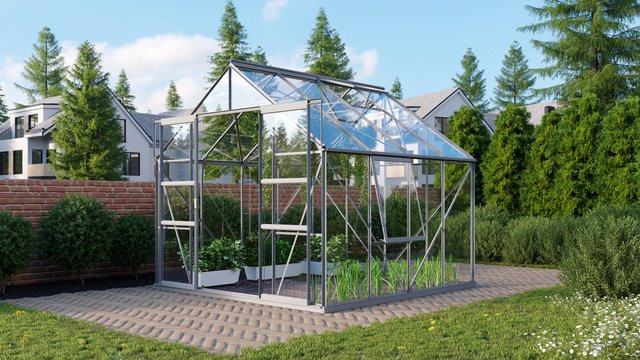 Vitavia Gewächshaus Meridian 2 6700 aus Aluminium mit 3 mm ESG-Glas, 6,7 m² - Bild 1