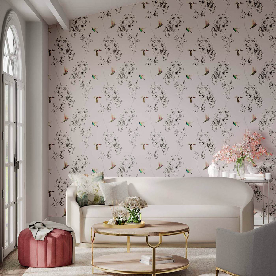 Harlequin Tapete Amazilia in Powder/Pearl mit floralem und botanischem Vintage-Design aus Vlies - Bild 1