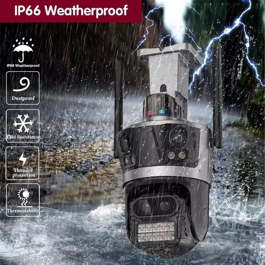 HCVAHDN 16MP Vier-Objektiv WIFI IP Kamera mit 4K HD, Drei-Bildschirm-Anzeige, PTZ-Funktion und Auto-Tracking für die CCTV-Videoüberwachung via ICSee - Bild 5