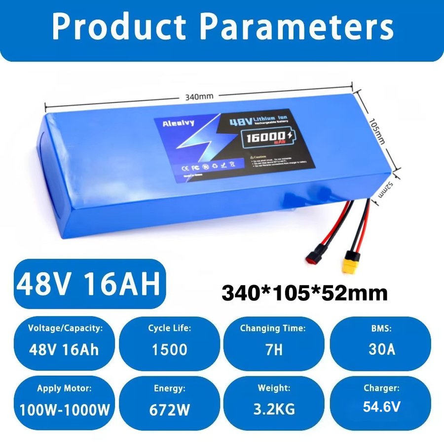 Aleaivy Li-Ionen-Akku für Kugoo M4, M4Pro und MaxSpeed Serien, 48V 13S4P, 10-20Ah, mit integriertem 30A BMS, Blau - Bild 3