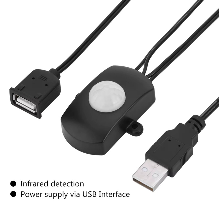 MJJC USB 5V PIR Infrarot-Bewegungssensor in Schwarz für 2835 und 5050 LED-Lichtstreifen - Bild 2