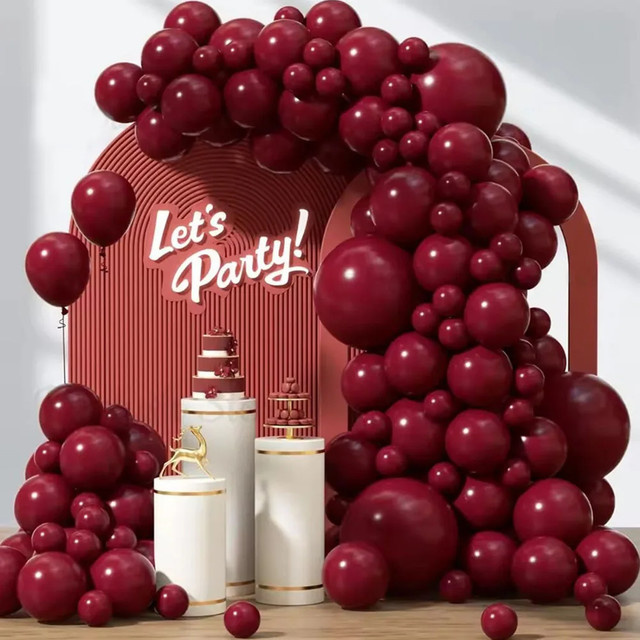 100 Stück Latex-Ballons in Dunkelrot von YWYAYB für deine Party, Geburtstag, Hochzeit oder Weihnachten - Bild 1