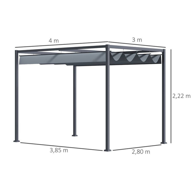 Outsunny Pergola modern aus Stahl in Dunkelgrau, B/H/L: 300 x 222 x 400 cm - Bild 4
