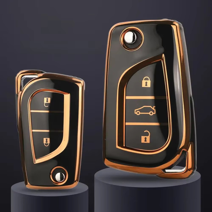 Jingyuqin Weiche TPU Auto Schlüsselhülle für Toyota Auris Corolla Avensis Verso Yaris Aygo Scion TC IM Camry RAV4 Fortuner in Weiß - Bild 5