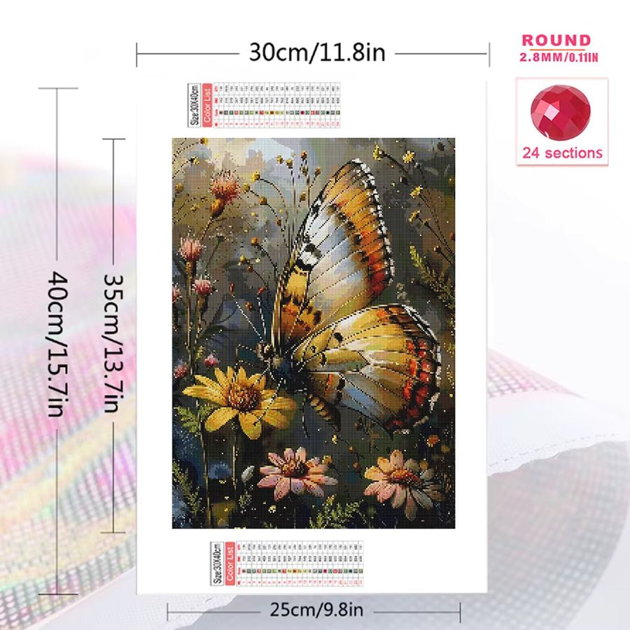 Momoart Diamant Mosaik Schmetterling DIY Stickerei Set als runde Malerei für handgemachte Geschenke - Bild 2
