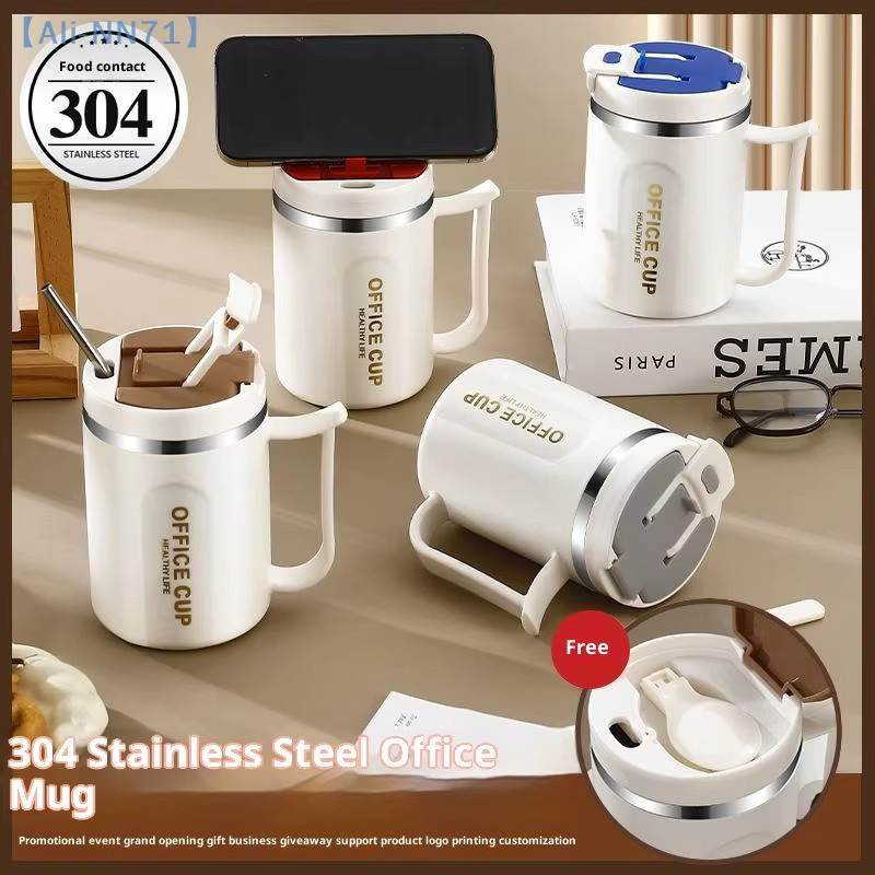 JETTING Kaffeetasse aus doppelwandigem Edelstahl 304 mit Löffel, thermisch isoliert, Silber und Weiß - Bild 2