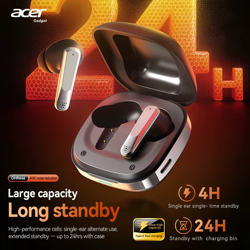 Acer Ohr646 Kabellose In-Ear Kopfhörer mit ANC Geräuschunterdrückung und HiFi-Klang in Beige - Bild 4