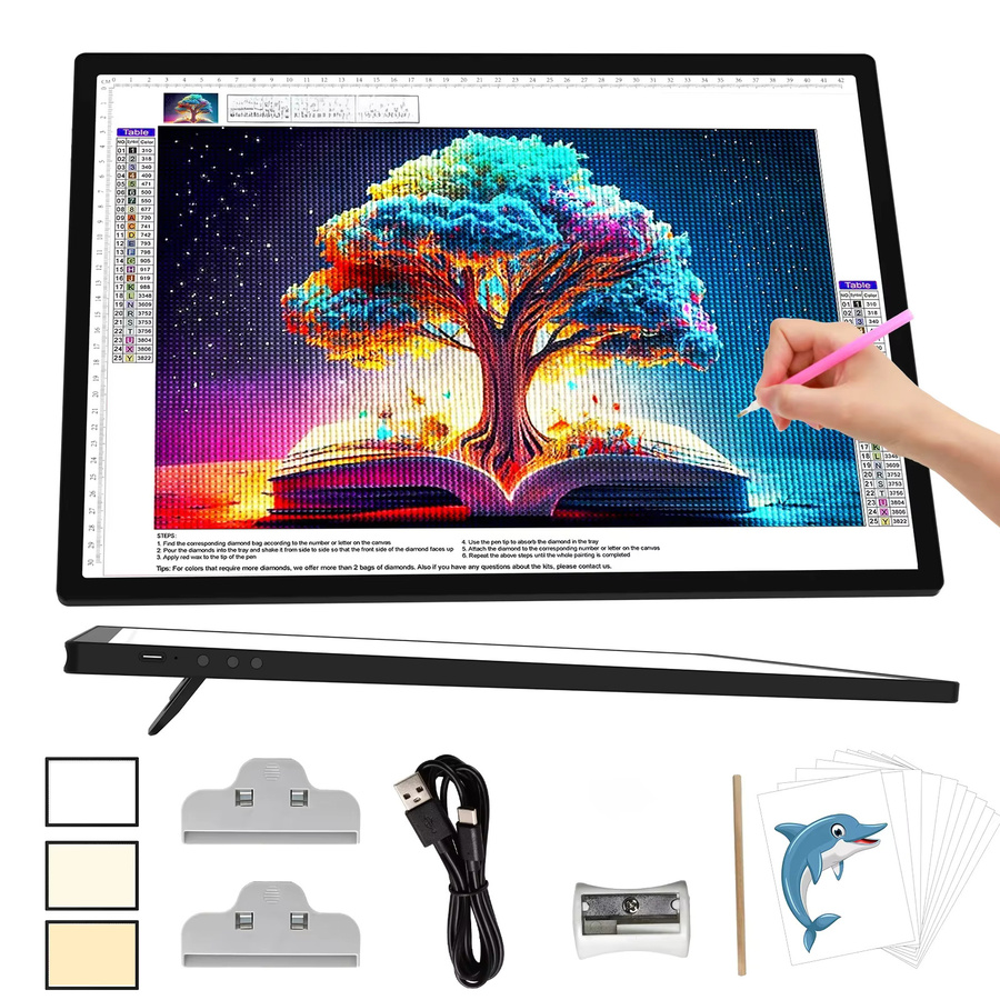 Wireless A3 LED Light Pad in Schwarz mit 3000mAh Akku, 3 Lichtfarben und 6 Helligkeitsstufen - Bild 6