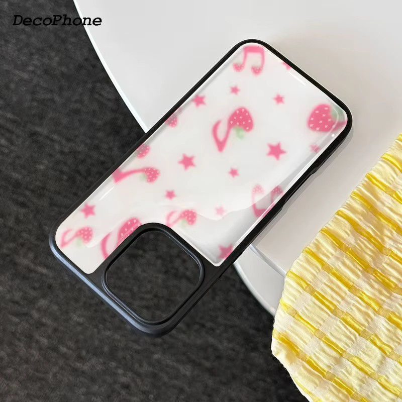 DecoPhone Handyhülle mit rosa Erdbeer-Motiv und Cartoon-Sternen für iPhone, Farbe: Pink - Bild 3