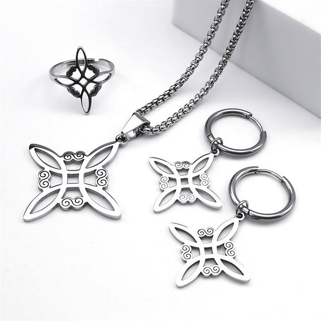 konminry Schmuck-Set Edelstahl, keltischer Hexenknoten, Damen - Bild 1