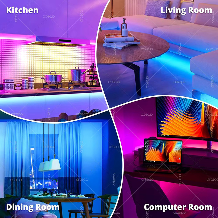 Arteco Smart LED Streifen RGB mit Tuya WiFi App-Steuerung für TV Hintergrundbeleuchtung und Raumdekoration - Bild 6