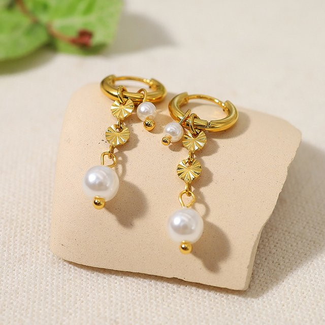 Erpels Ohrringe, 750 Gold, Edelstahl, Perle - Bild 1