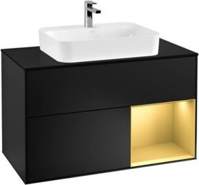 V&B Waschtischunterschrank Finion 100 mit Wandbeleuchtung in Blau Lackiert, B/T/H: 100 x 50,1 x 50,1 cm - Bild 1