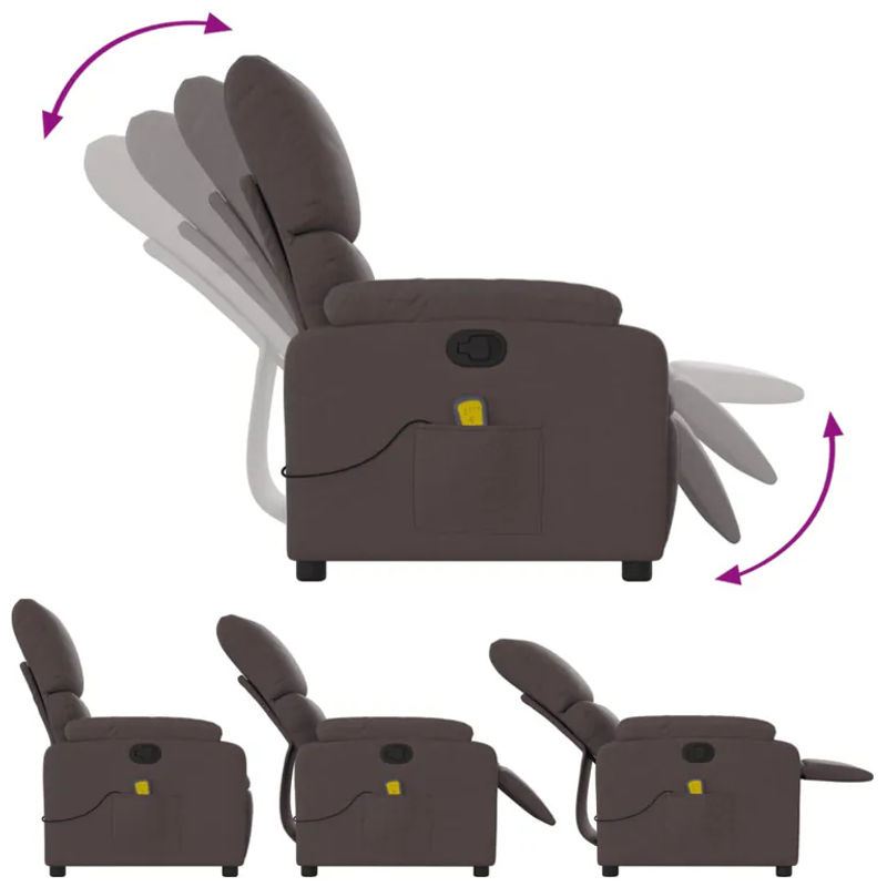 Vidaxl Klappbarer Massagesessel als Relaxsessel mit Stoffbezug in Braun - Bild 6