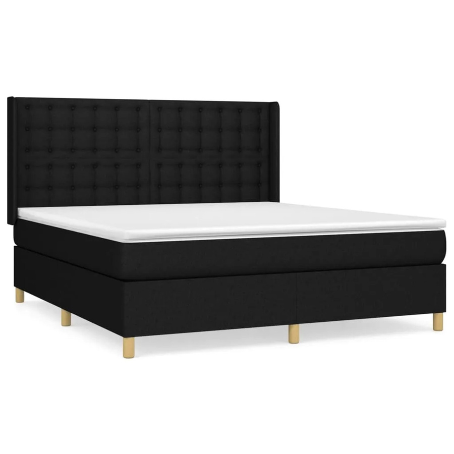 vidaXL Boxspringbett mit Matratze Hybrid-Design in Schwarz aus Stoff, B/T/H: 160 x 200 x 128 cm - Bild 2