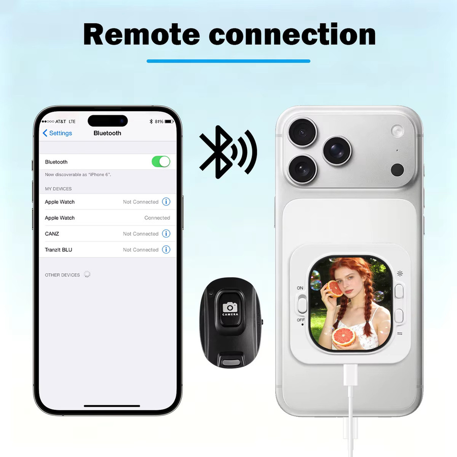 Selfie Monitor Halterung für iPhone in Weiß zur Nutzung der Rückkamera für Vlogging und Live-Streams - Bild 2