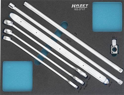 Hazet Werkzeugset 163-371/7 mit 7-teiligem Satz Außen-Doppel-Sechskant-Tractionsprofil und Vierkant massiv 12,5 mm (1/2 Zoll) sowie 20 mm (3/4 Zoll) in Silber - Bild 1