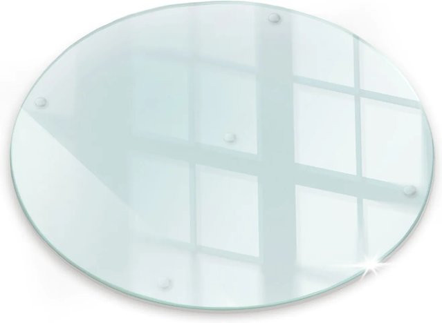 Tulup Rundes Schneidebrett aus Glas in Transparent mit rutschfesten Füßen, Durchmesser: 40 cm - Bild 1