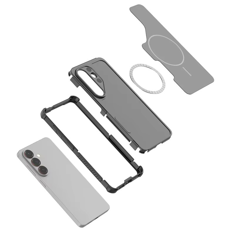 Matte kabellose Ladehülle für Samsung Galaxy S26 Ultra, S24 und S25 Plus mit Airbag-Schutz in Schwarz - Bild 2