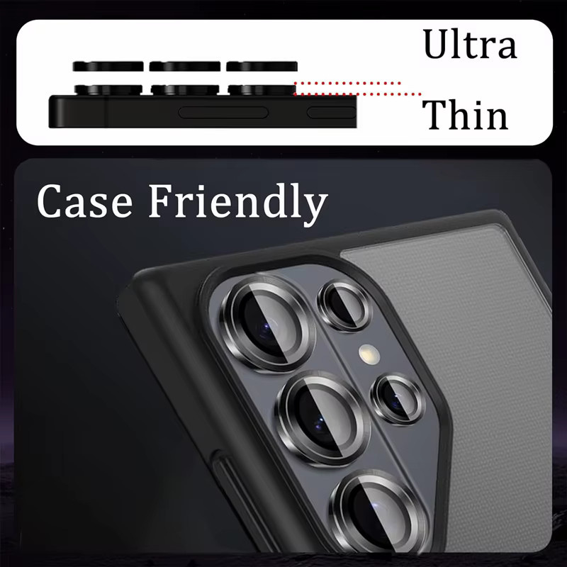Metall-Kameraschutzkappe für Samsung S26 Ultra Plus mit gehärtetem Glas und AR AF Beschichtung in Silber und Transparent - Bild 3