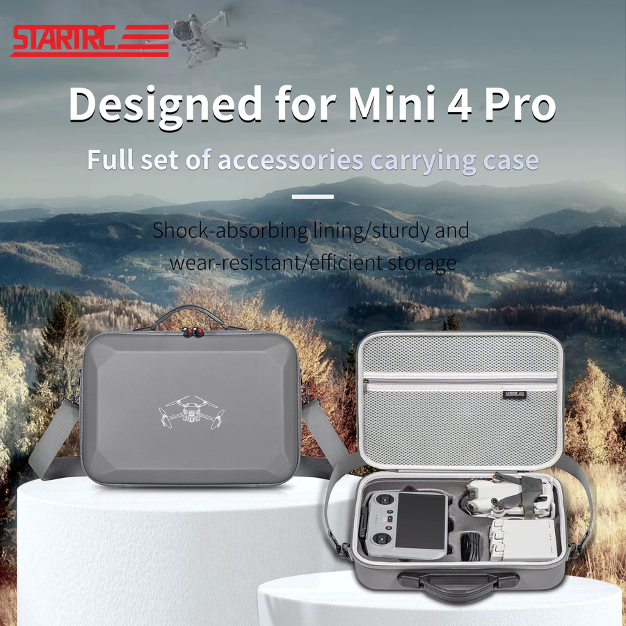 STRATRC Aufbewahrungstasche für DJI Mini 4 Pro und RC2 Fernsteuerung in Grau - Bild 2