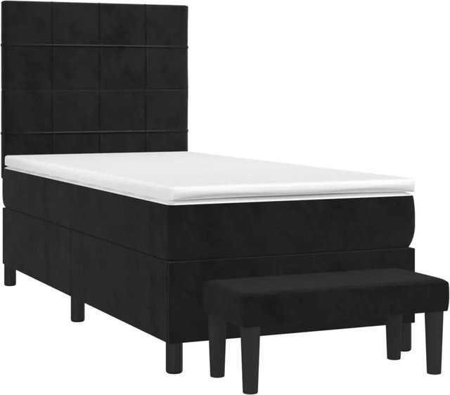 vidaXL Boxspringbett mit Matratze Schwarz Samt B/T/H: 80 x 200 x 118 cm - Bild 1