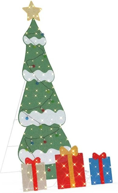 vidaXL Beleuchteter Weihnachtsbaum mit 3 Geschenkboxen in 2D Warmweiß 42019618 - Bild 1