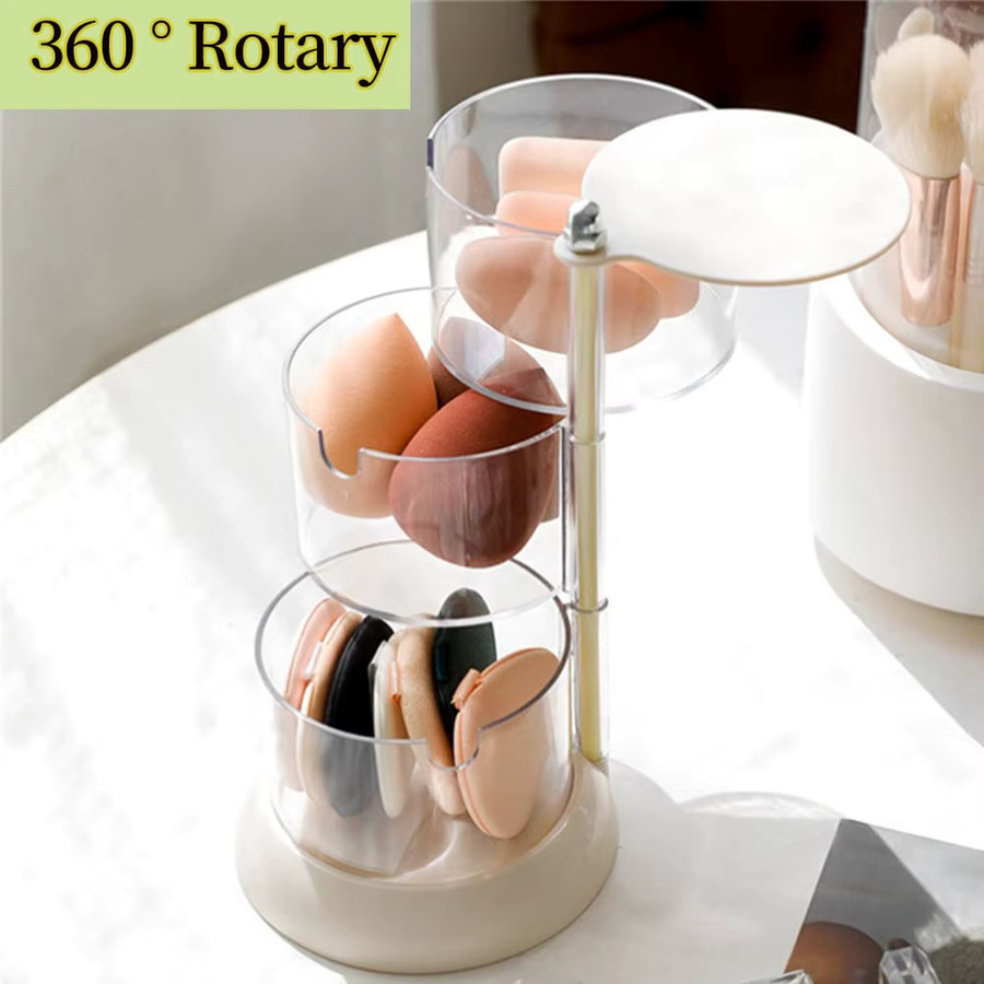 360 Grad drehbarer Desktop-Kosmetik-Organizer aus Acryl, staubdichter Make-up-Organizer in Transparent, mehrschichtig für Schmuck und Beauty-Zubehör - Bild 2
