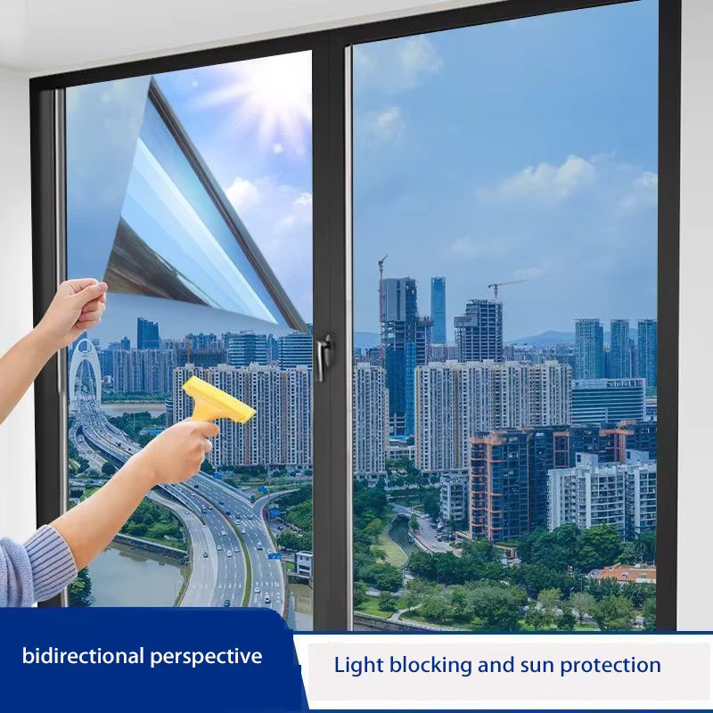 Doppelseitige transparente Fensterfolie von ctzsoop als hitzebeständiger Sonnenschutz und dekorativer Glasaufkleber in Grau - Bild 3