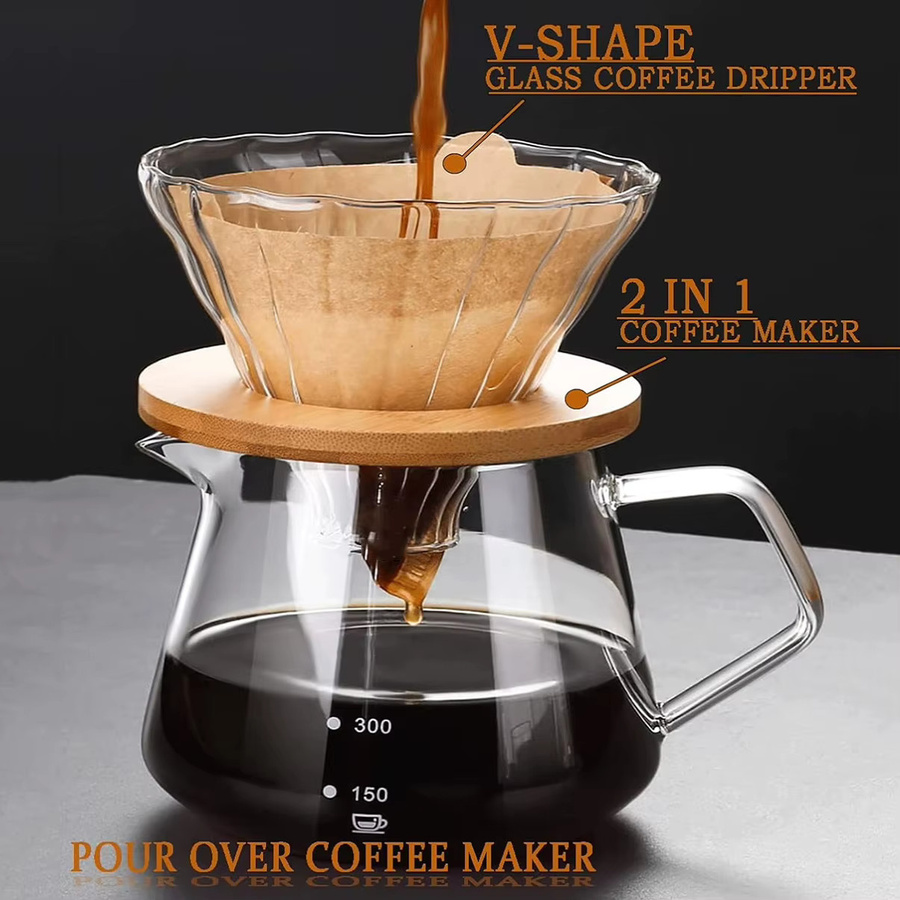 MYVIT Kaffeekanne aus Glas mit wiederverwendbarem Filter, 300 ml, transparent - Bild 4