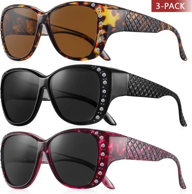 CRIXALIS Fitover-Sonnenbrille Damen, Vollrand, Kunststoff, Übergroße Sonnenbrille - Bild 1